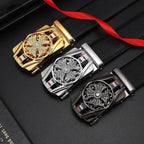 Luxury rhinestone rotating men's belt automatic buckle belt