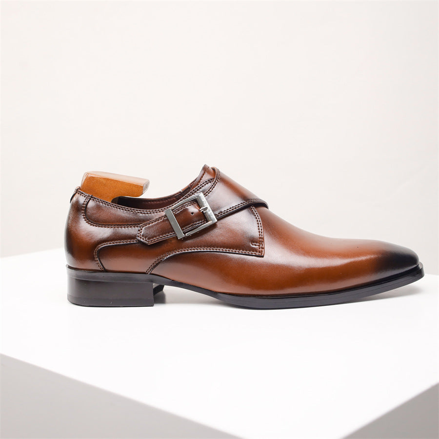 Sophisticated Men's Buckle Dress Shoes - Classic British Square Toe in Genuine Leather
