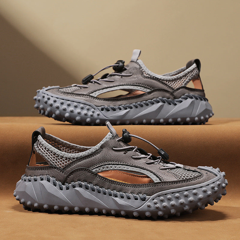 New style genuine leather hollow soft sole hand-stitched leather shoes