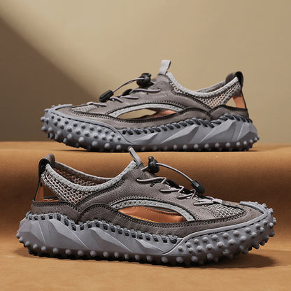 New style genuine leather hollow soft sole hand-stitched leather shoes