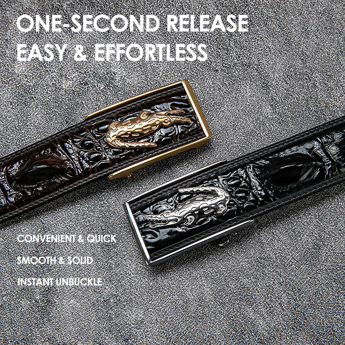 High-end quality crocodile pattern automatic buckle business casual belt