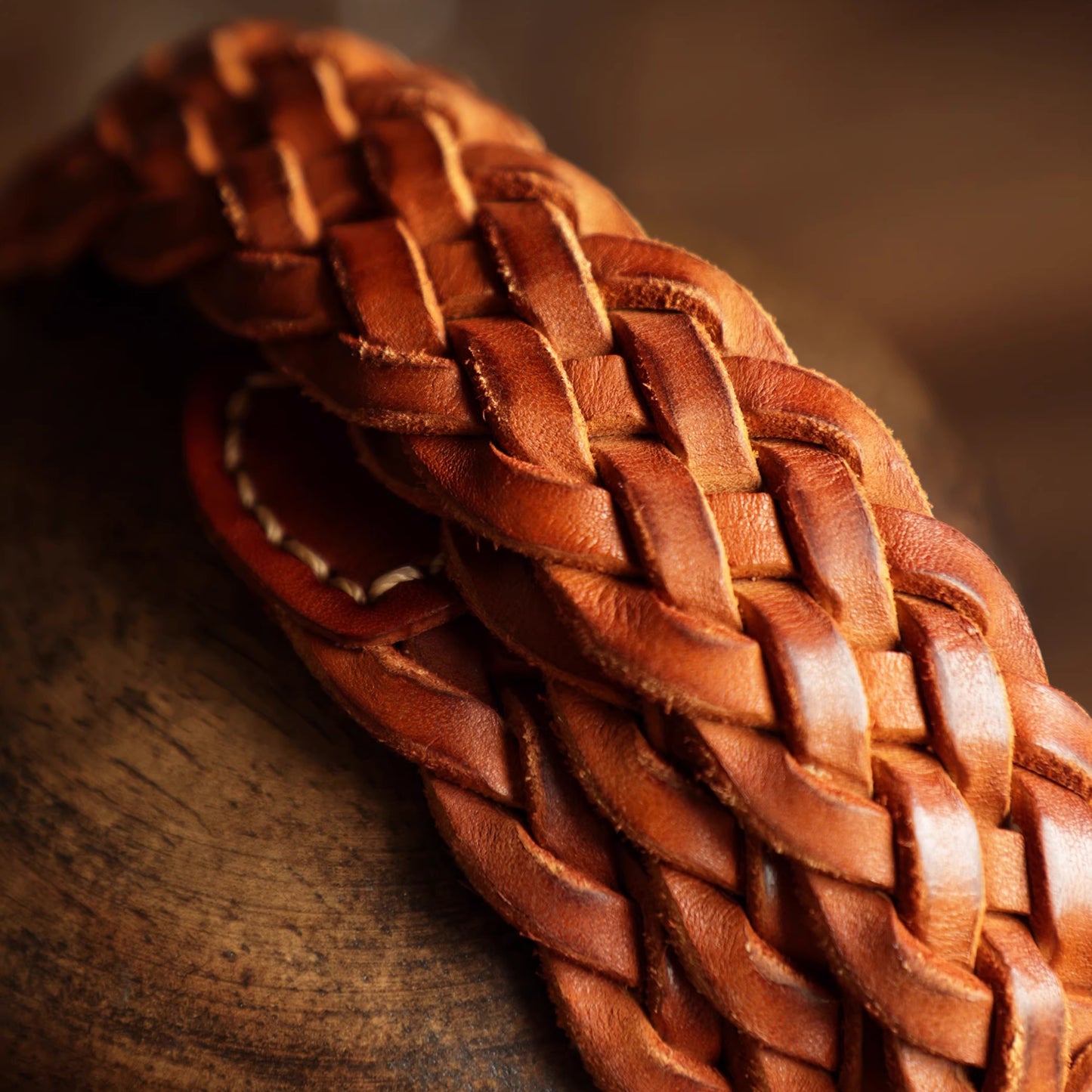 Handwoven Full-Grain Leather Belt - Solid Brass Buckle Dress & Casual Belt