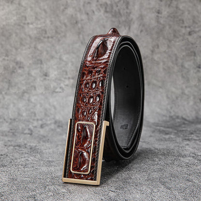 New Luxury Crocodile Bone Belt – Business & Casual Men's Leather Strap with Embossed Pattern