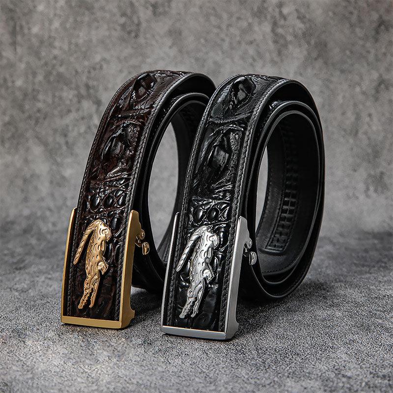 High-end quality crocodile pattern automatic buckle business casual belt