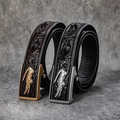 High-end quality crocodile pattern automatic buckle business casual belt