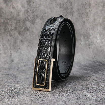 New Luxury Crocodile Bone Belt – Business & Casual Men's Leather Strap with Embossed Pattern