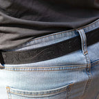 Western Metallic Silver and Black Handmade Full Grain Leather Belt