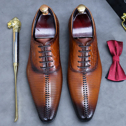 Polierte Retro-Oxfords für Herren mit Schlangenmuster 