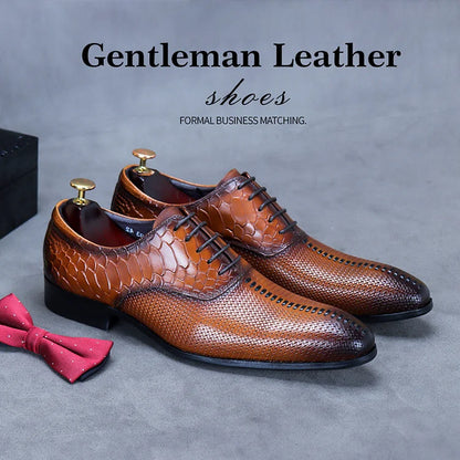 Polierte Retro-Oxfords für Herren mit Schlangenmuster 