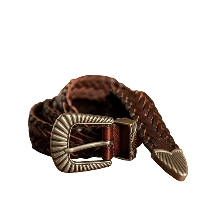 Unisex Fashion Vintage Braided Cowhide Leather Belt