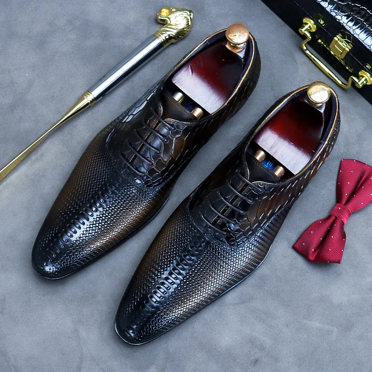 Polierte Retro-Oxfords für Herren mit Schlangenmuster 