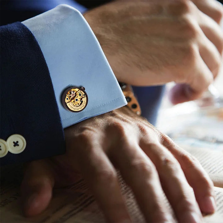 Fancy French Cufflinks|Mechanical Movement Cuff Stud Cufflinks