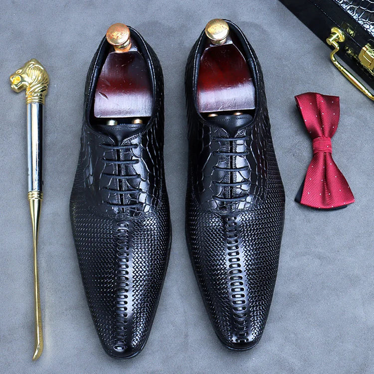 Polierte Retro-Oxfords für Herren mit Schlangenmuster 