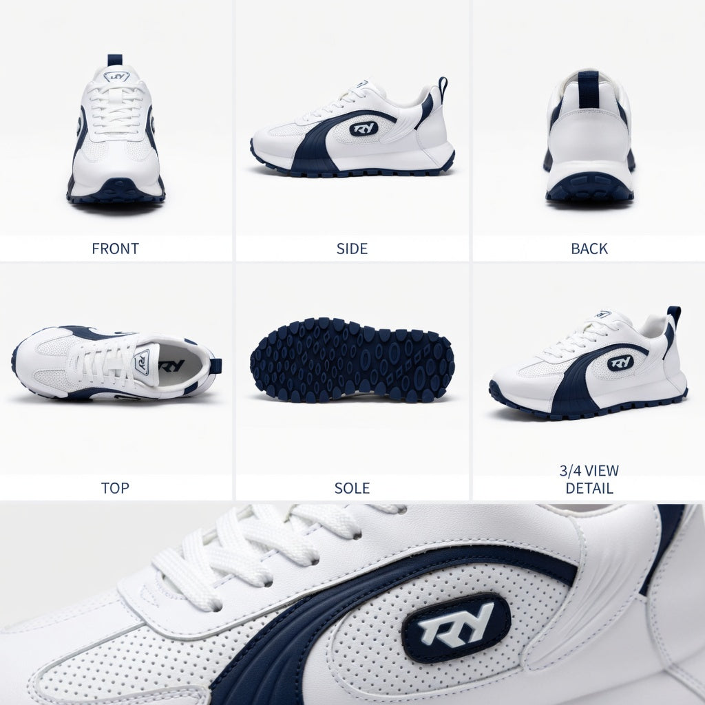 Italy Men's Breathable Casual Sneakers-Genuine Top Grain Leather Soft Soled Running Shoes