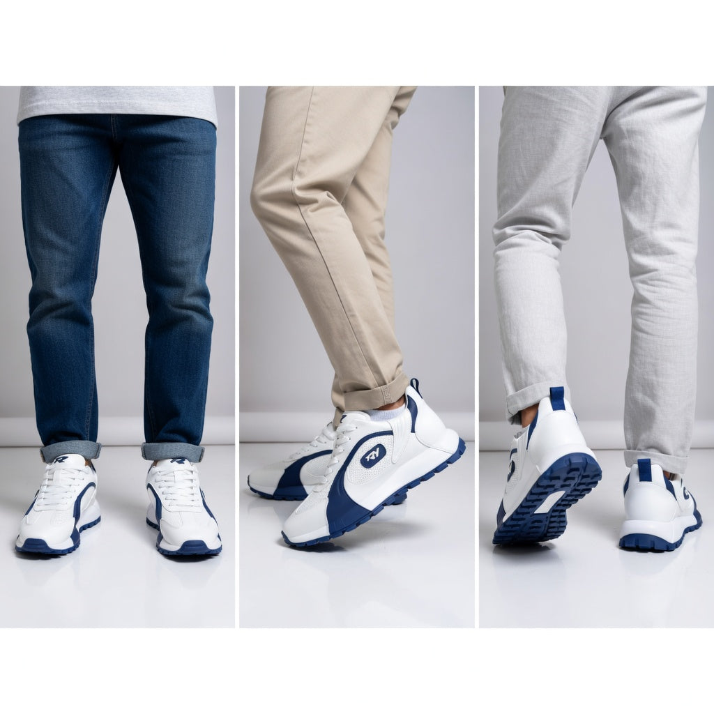 Italy Men's Breathable Casual Sneakers-Genuine Top Grain Leather Soft Soled Running Shoes